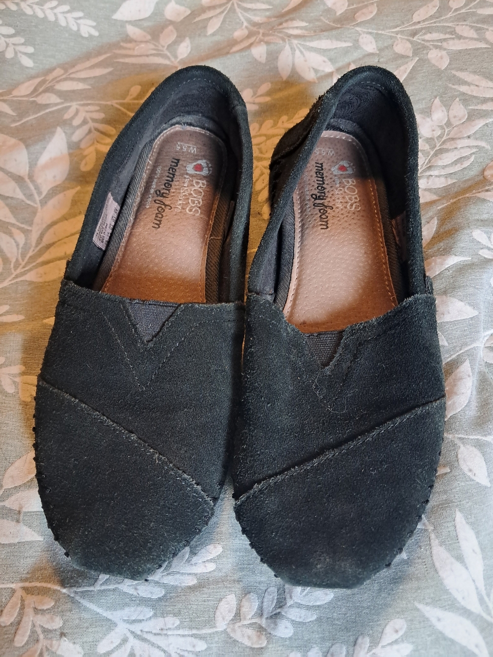 BOBS Black Slip-On Suede Flats 5.5